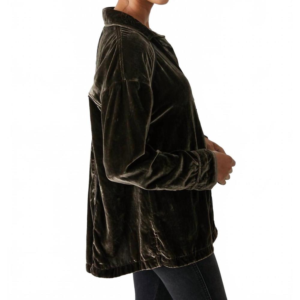 NEW FREE PEOPLE marianne velvet long sleeve shirt in midnight brown - Picture 3 of 4
